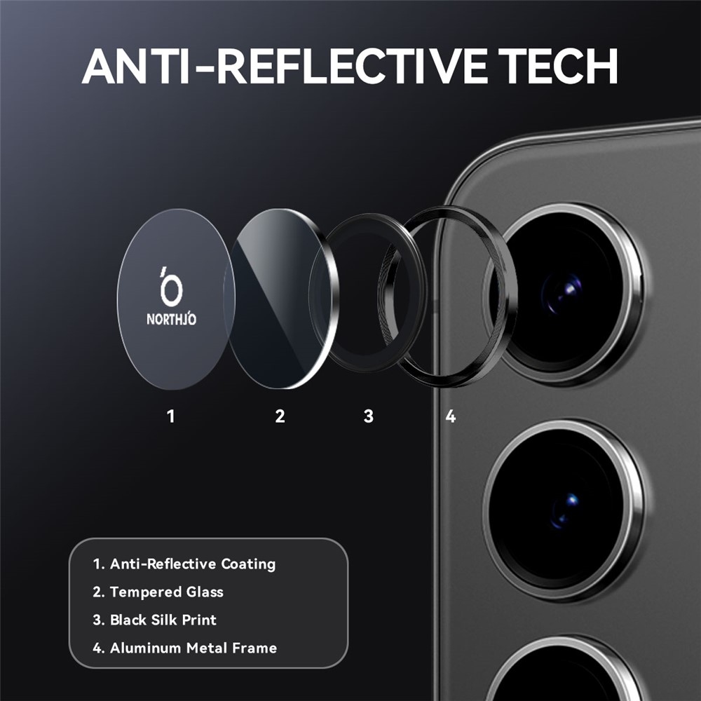 NORTHJO kamera lencse üveg Samsung Galaxy S25 FE (különálló szemüveg) - fekete