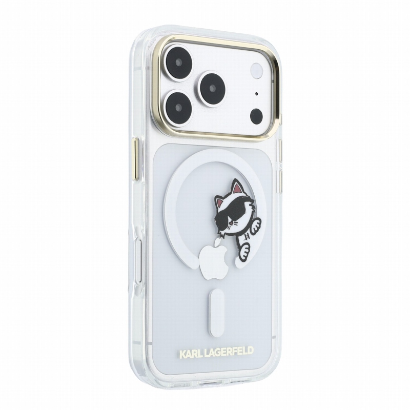 Karl Lagerfeld IML Choupette Peekaboo Magsafe hátsó tok iPhone 18 Pro Max-hoz, átlátszó
