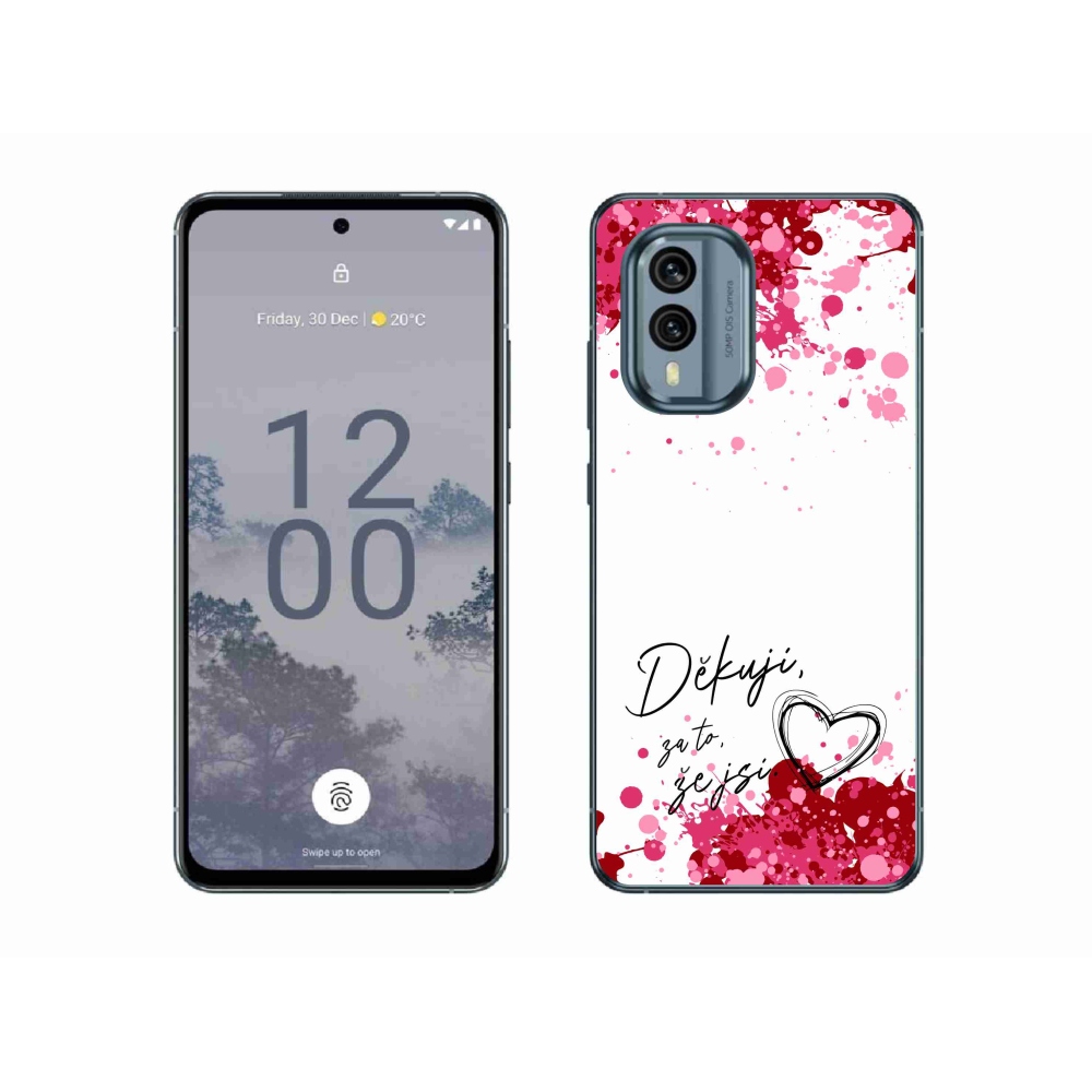 Zselés borító mmCase a Nokia X30 5G készülékhez - szerelmes szöveg 2 fehér háttér