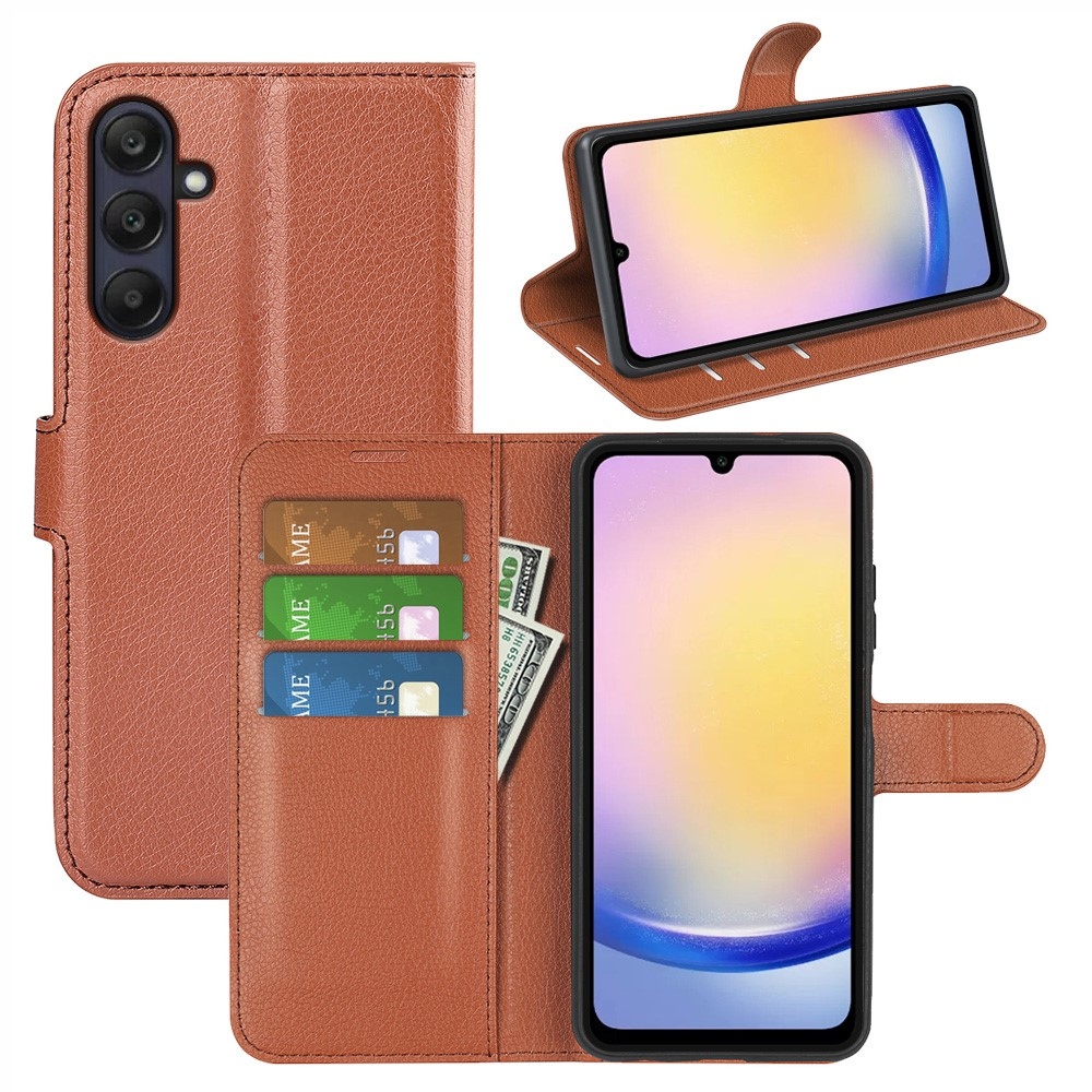 Litchi könyv tok Samsung Galaxy A26 5G-hez - barna