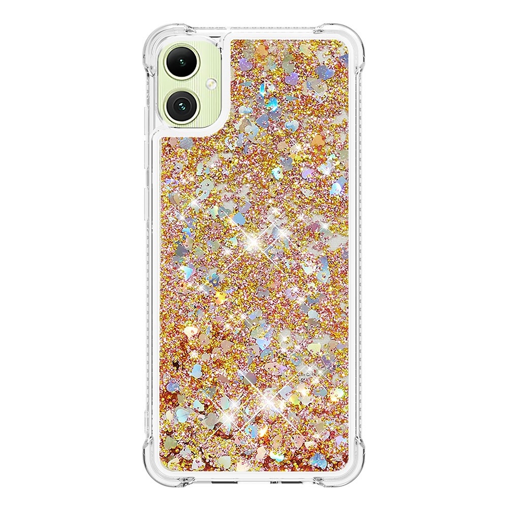 Glitter homokóra zselés tok Samsung Galaxy A06 4G - arany/szív