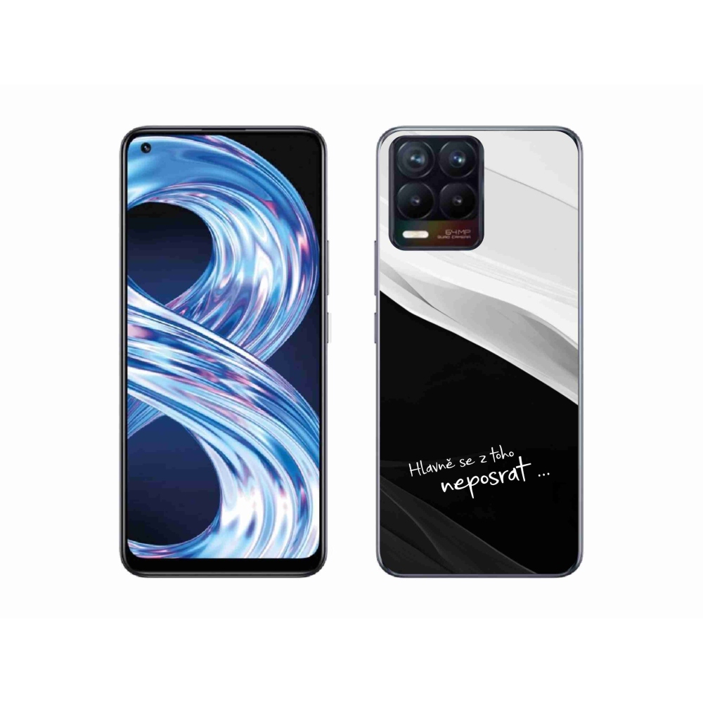 Gél borító mmCase a Realme 8 Pro-n - vicces szöveg 13 fekete-fehér háttérrel