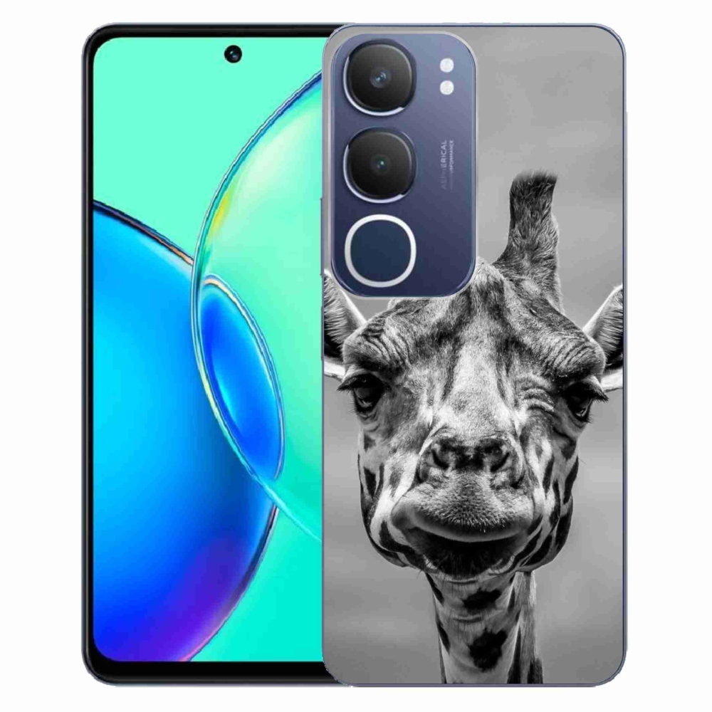 Zselés borítás mmCase a Vivo Y19s készülékhez - fekete-fehér zsiráf