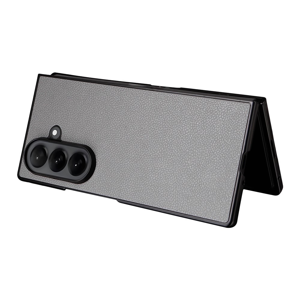 Műbőrrel borított műanyag tok Samsung Galaxy Z Fold7 5G - szürke