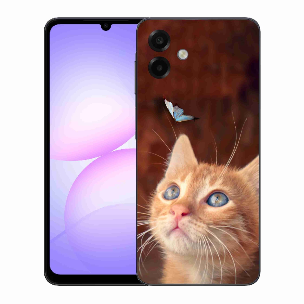 Gél borító mmCase Samsung Galaxy A07 4G - pillangó és cica - Samsung Galaxy A07 4G számára