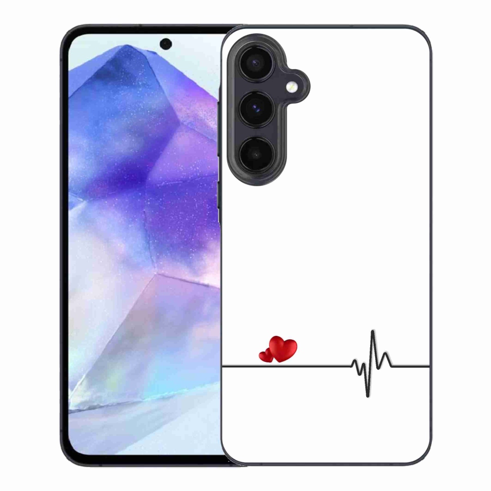 Gél borítás mmCase Samsung Galaxy A55 5G - szív és szívverés fehér háttérrel