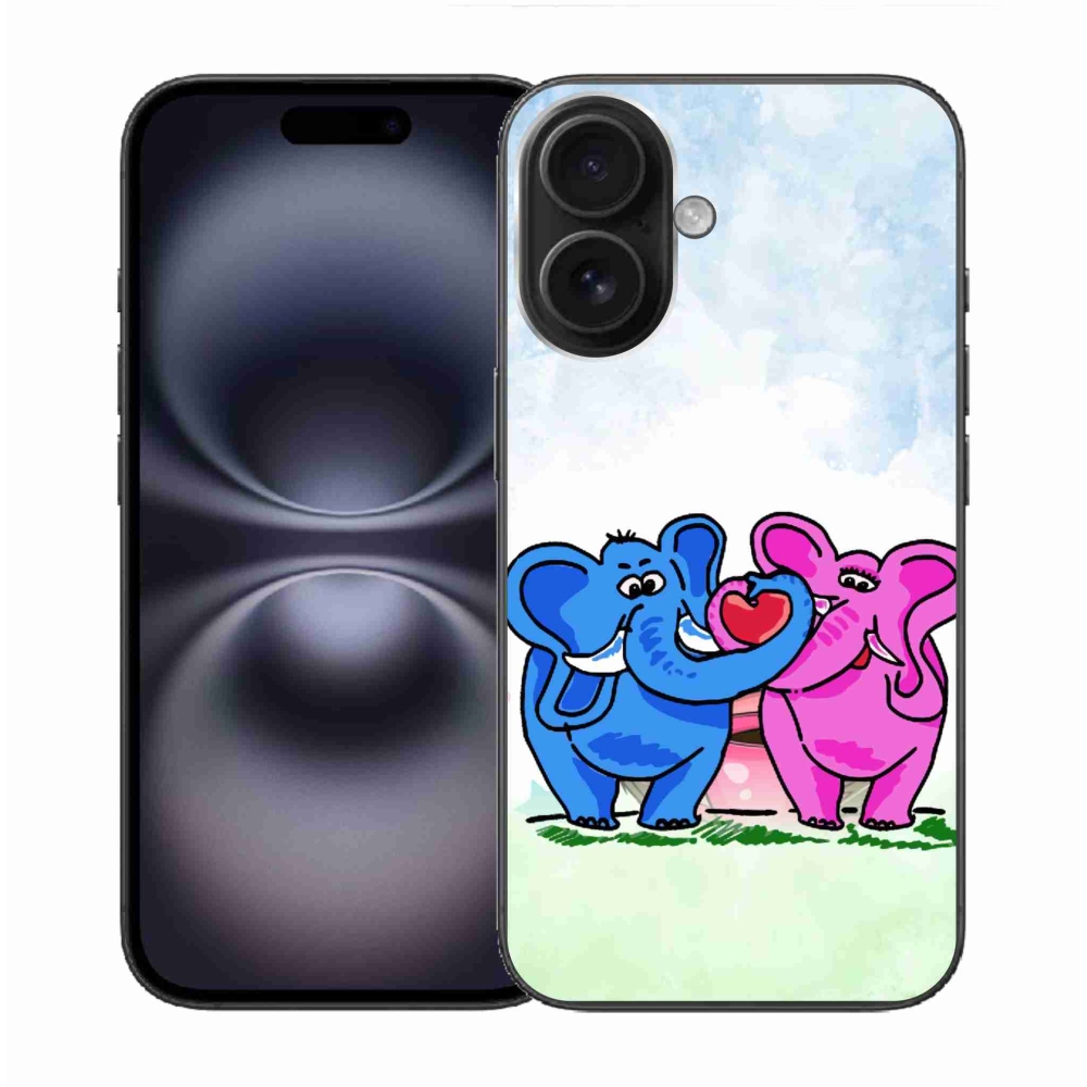Gél borítás mmCase iPhone 16 készülékhez - szerelmes elefántok