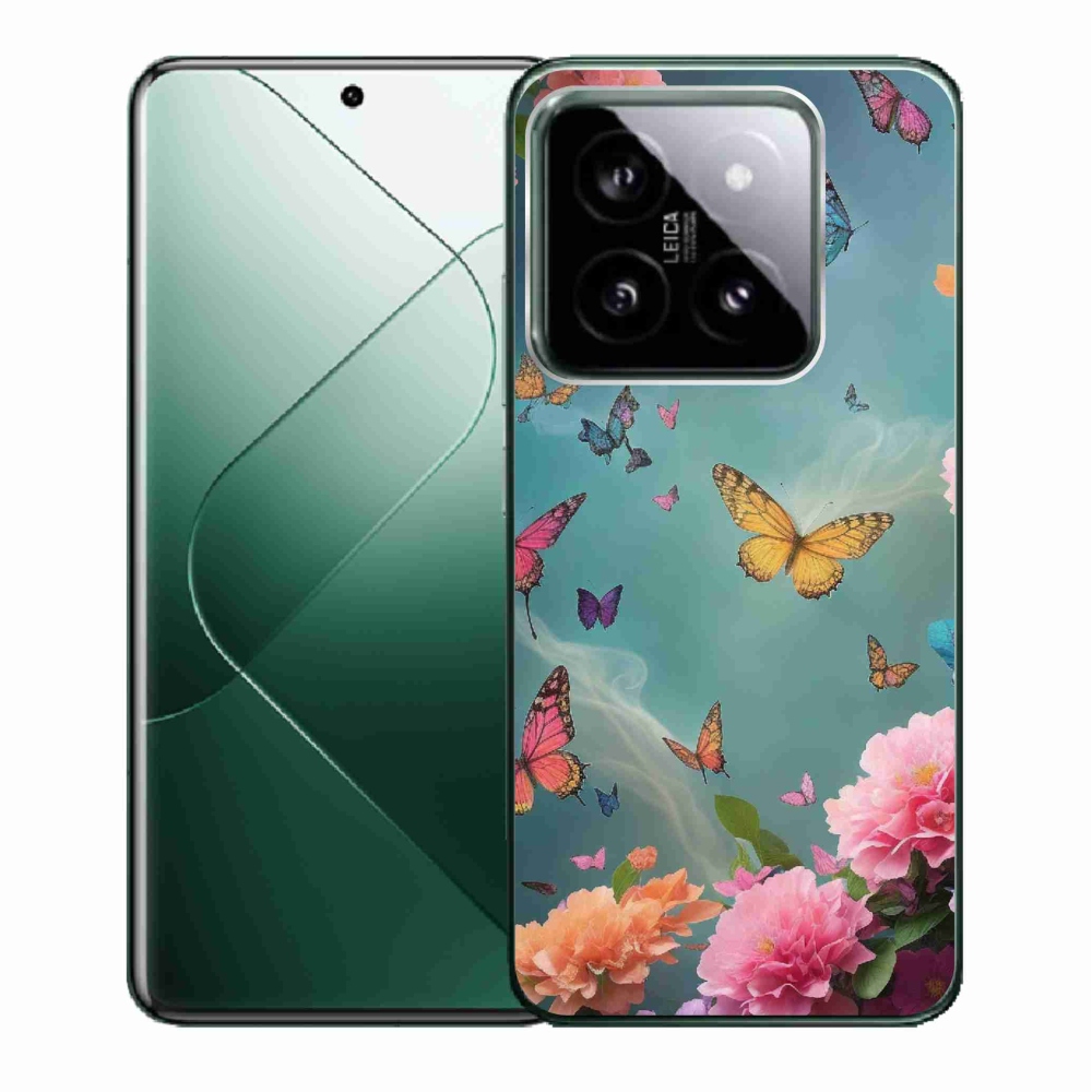 Gél borító mmCase a Xiaomi 14-hez - színes virágok és pillangók