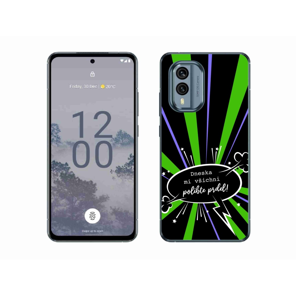 Zselés borító mmCase a Nokia X30 5G készülékhez - vicces szöveg 15 fekete háttér