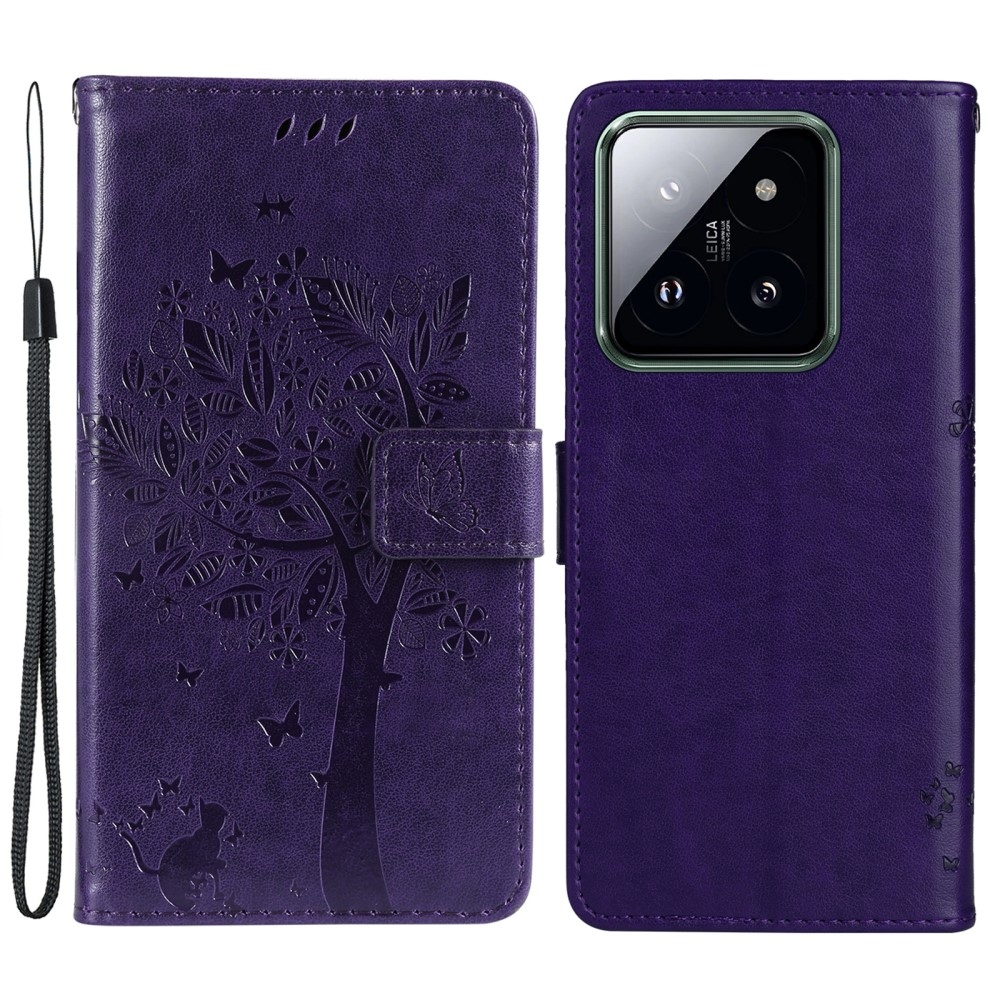 Fák könyve tok Xiaomi 14 Pro - sötétlila