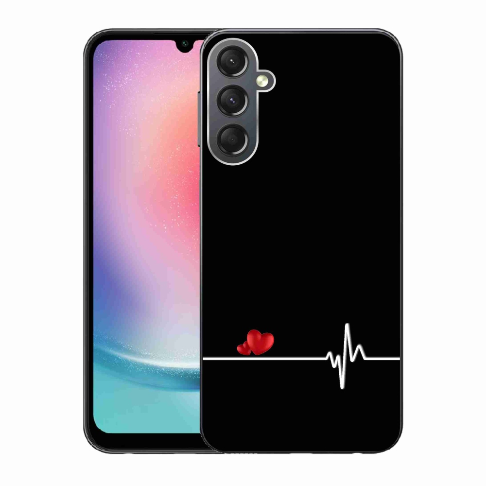 Gél borítás mmCase Samsung Galaxy A24 készülékhez - szív és szívverés fekete háttérrel