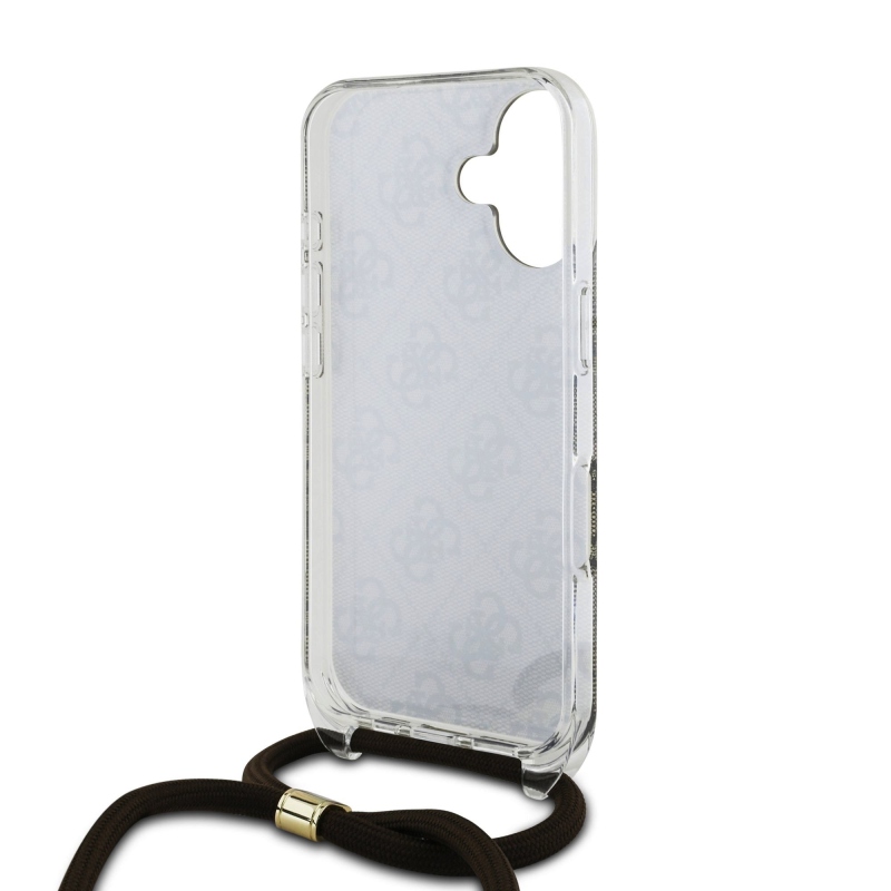 Guess IML 4G nyomtatott keresztpántos hátlap iPhone 16-hoz Barna