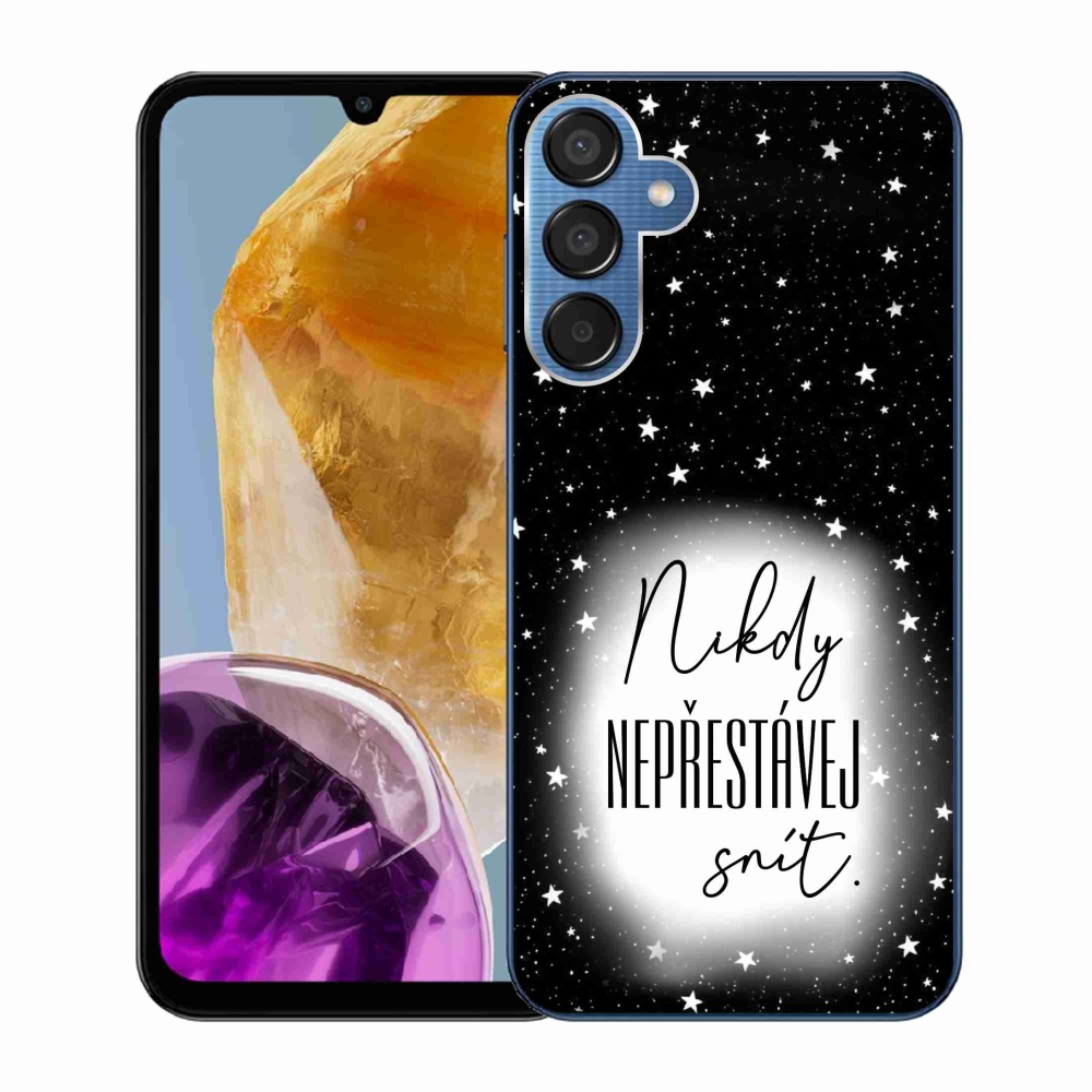 Gél borítás mmCase Samsung Galaxy M15 5G - idézet 1 fehér és fekete háttérrel