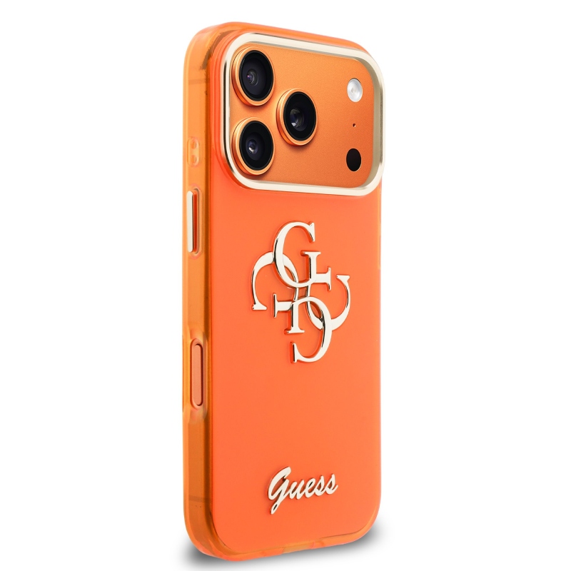 Guess IML 4G Script fém logós hátlap iPhone 17 Pro narancssárga színű iPhone 17 Pro készülékhez