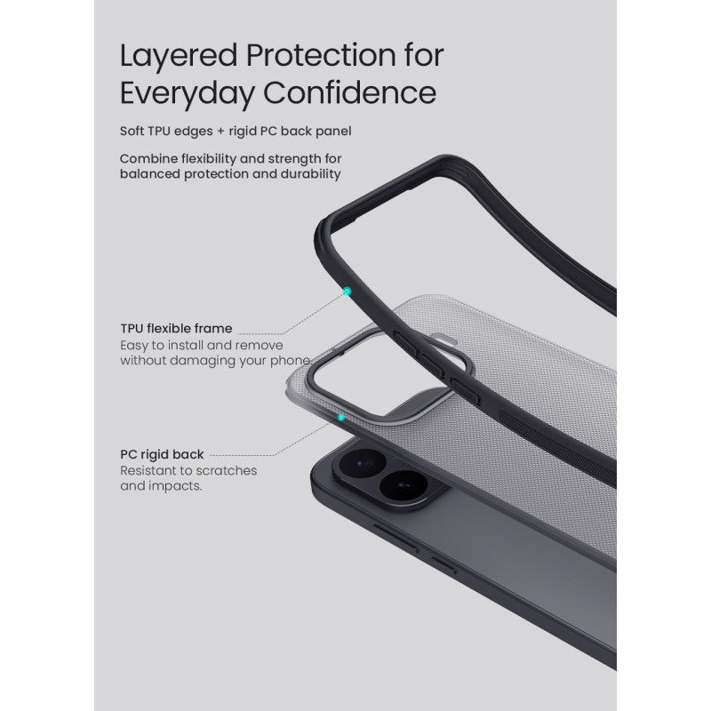 Nillkin Super Frosted PRO hátsó tok a Xiaomi 17T-hez, átlátszó fekete