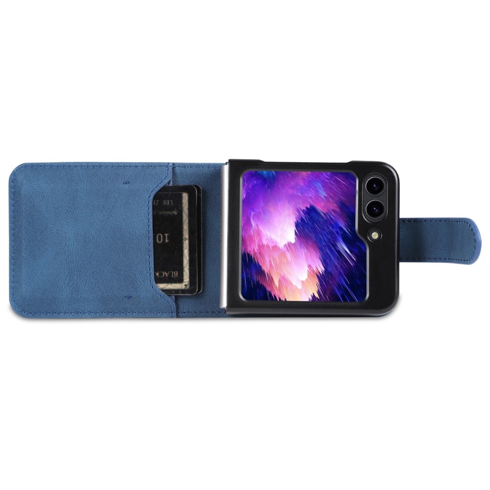 AZNS műanyag borítás PU bőrrel Samsung Galaxy Z Flip5 5G - kék