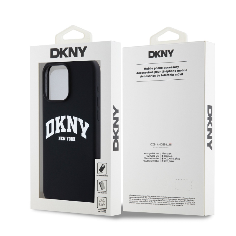 DKNY Liquid Silicone Arch Logo MagSafe hátlapi borító iPhone 12/12 Pro Fekete