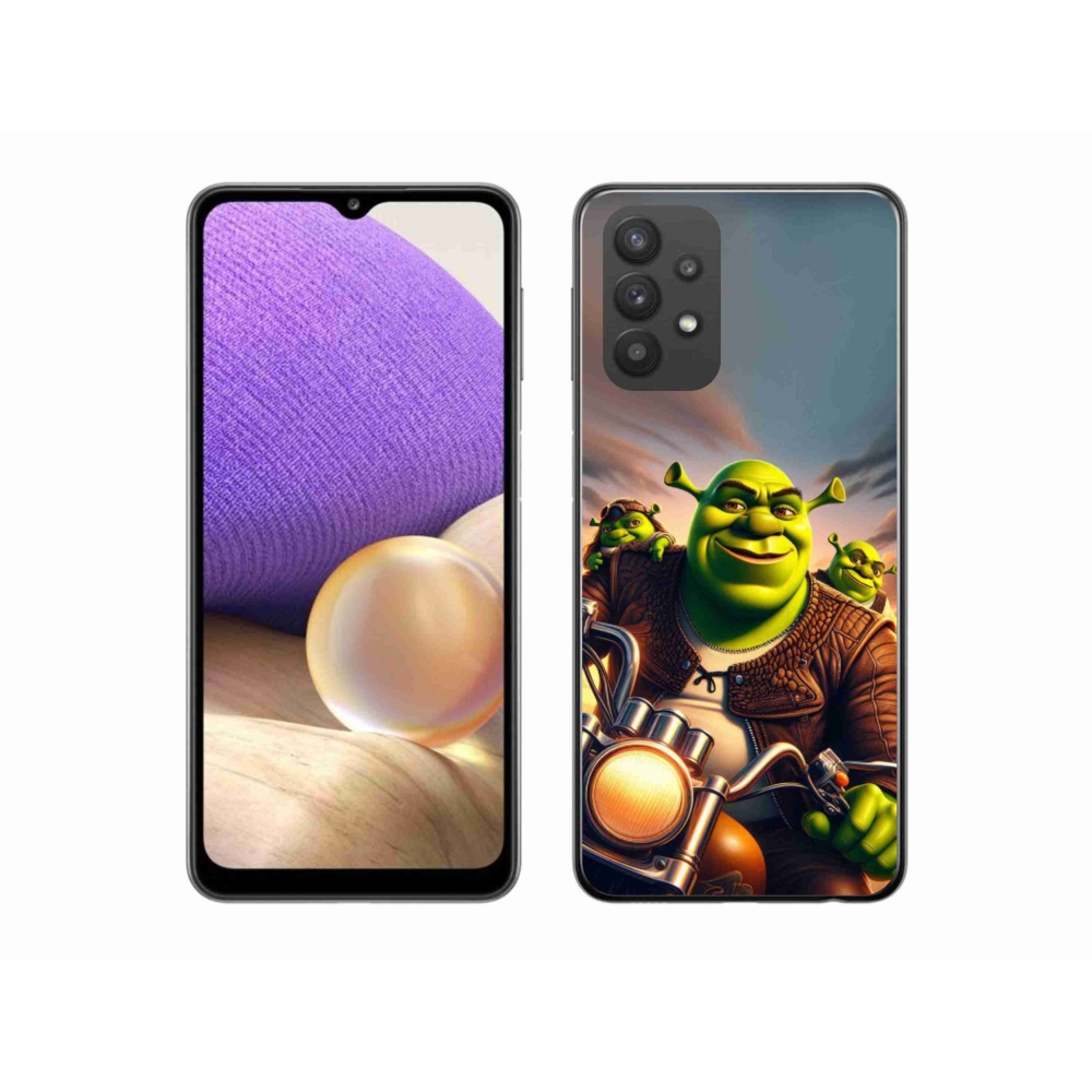 Zselés borítás mmCase Samsung Galaxy A32 5G - shrek egy motorkerékpárral