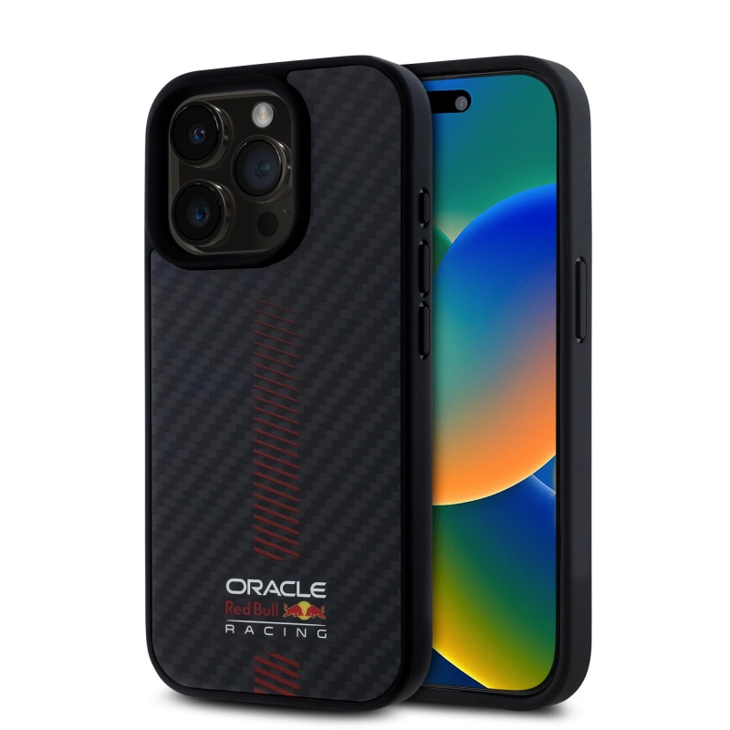 Red Bull Carbon Powerbar MagSafe MagSafe hátlap iPhone 15 Pro Max-hoz Fekete
