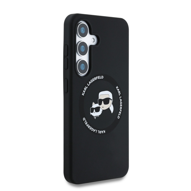 Karl Lagerfeld Liquid Silicone K&CH Heads MagSafe hátlap Samsung Galaxy S25 fekete