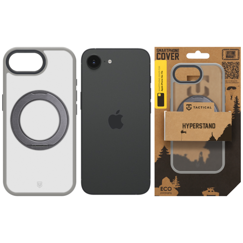 Tactical MagForce Hyperstand tok az Apple iPhone 16e/17e készülékhez, világosszürke
