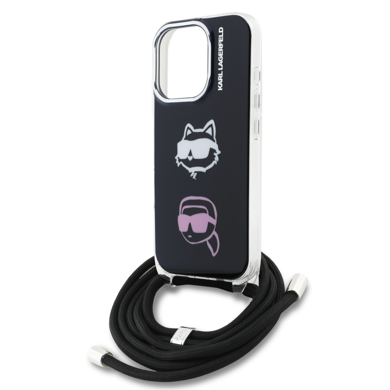 Karl Lagerfeld IML Crossbody K&CH Heads hátlap iPhone 16 Pro készülékhez, fekete