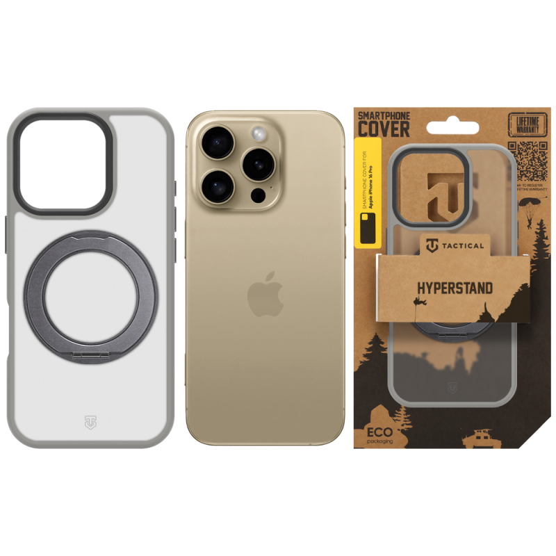 Tactical MagForce Hyperstand tok az Apple iPhone 16 Pro-hoz, világosszürke