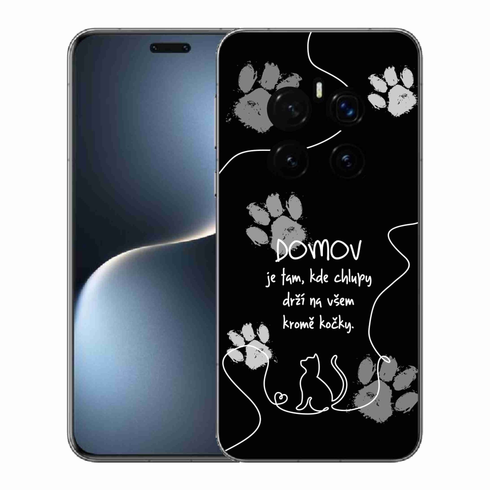 Gél borító mmCase a Honor Magic 7 Pro 5G készülékhez - macska motívum fekete háttérrel