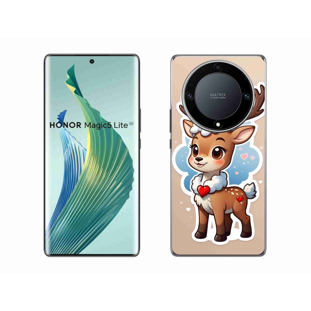 Zselés borítás mmCase a Honor Magic 5 Lite 5G számára - rajzfilm rénszarvas