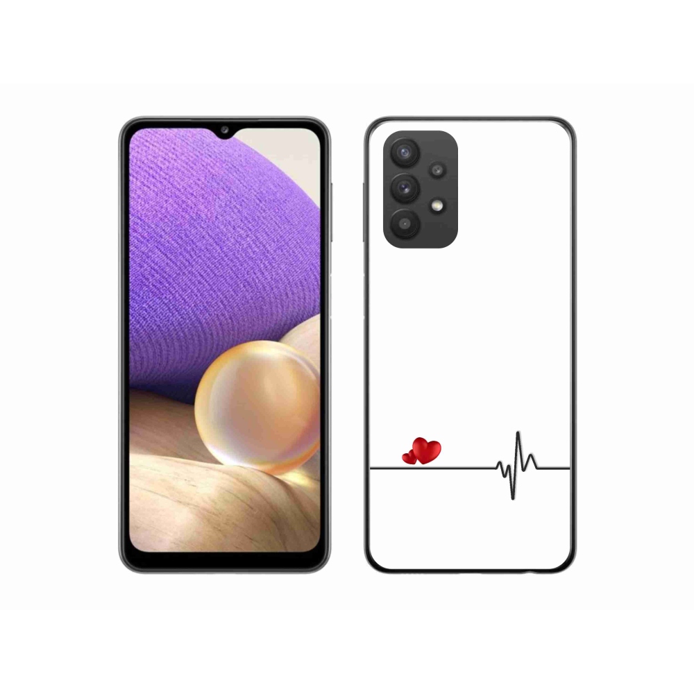 Gél borító mmCase Samsung Galaxy A32 5G - szív és szívverés fehér háttérrel
