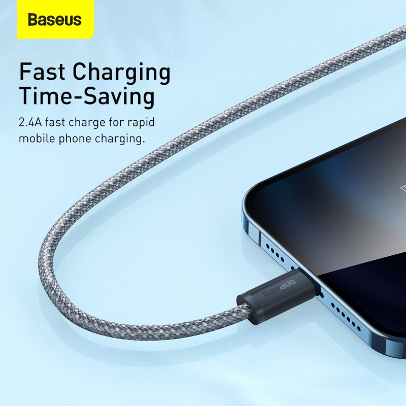Baseus Dynamic sorozat gyors töltő adatkábel USB-A - világítás 2.4A 2m pala szürke