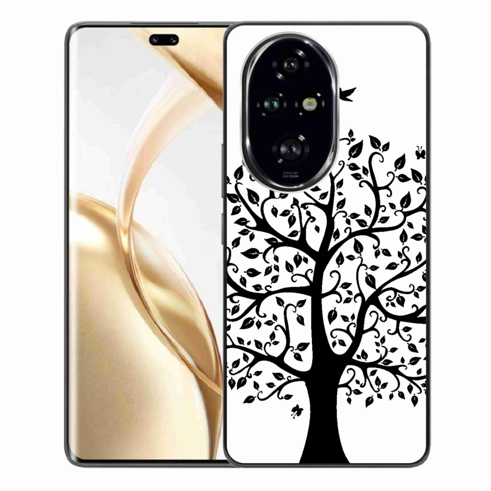 Zselés borítás mmCase a Honor 200 Pro 5G számára - fekete-fehér fa