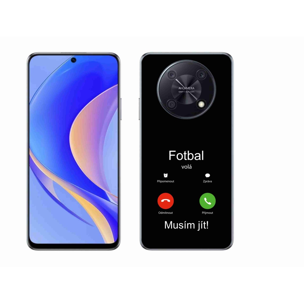 Gél borító mmCase a Huawei Nova Y90-en - futballhívások fekete háttérrel