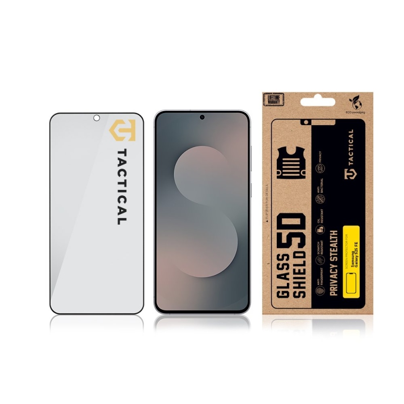 Tactical Glass Shield Privacy Stealth 5D üveg Samsung Galaxy S25 FE készülékhez, fekete