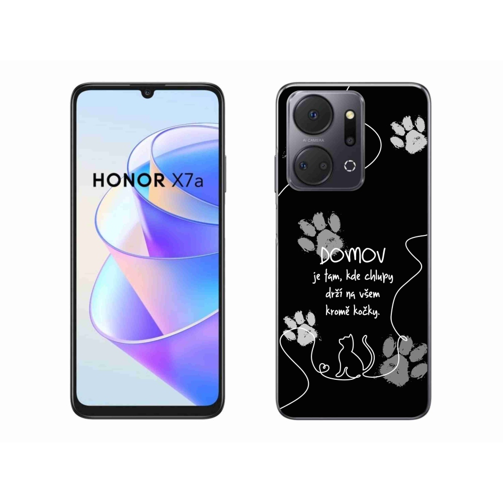 Gél borító mmCase a Honor X7a készülékhez - macska motívum fekete háttérrel