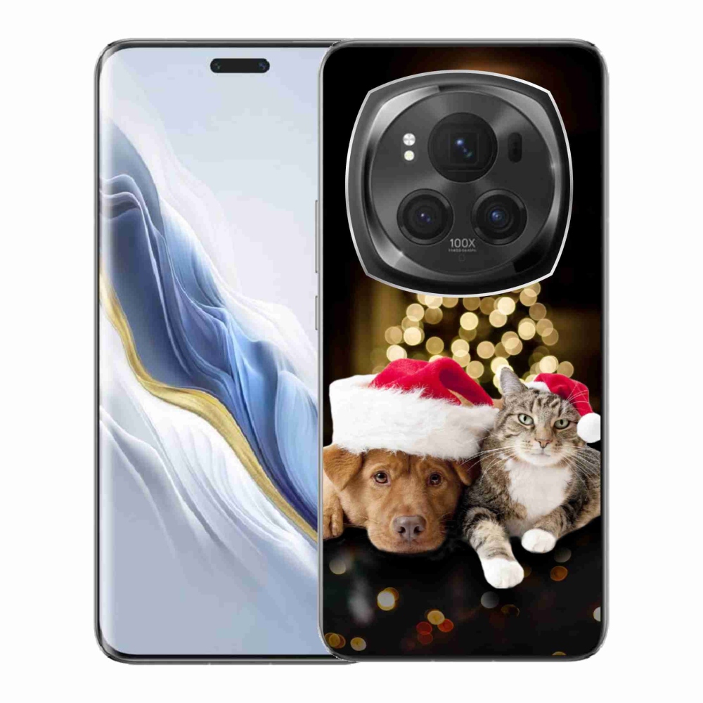 Gél borítás mmCase a Honor Magic 6 Pro 5G számára - Karácsonyi kutya és macska