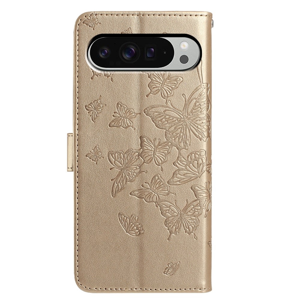 Virágos pillangó könyv tok Google Pixel 10 Pro XL/Pixel 9 Pro XL - arany színű
