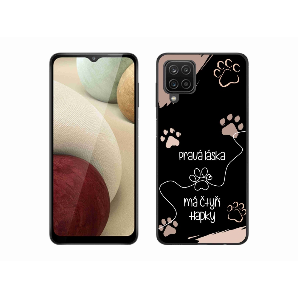 Gél borítás mmCase Samsung Galaxy M12 készülékhez - kutya motívum 1 fekete háttér