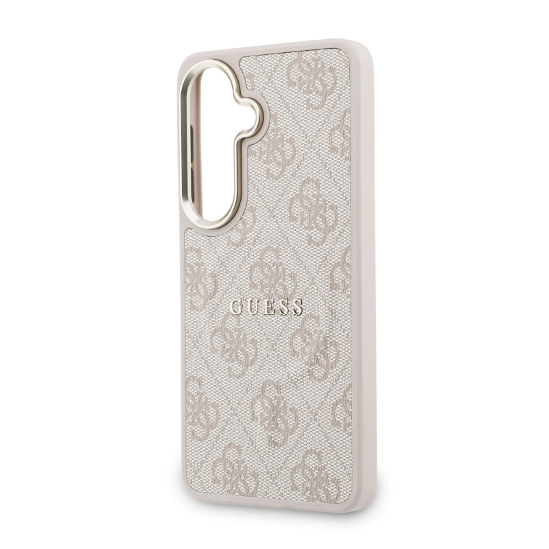 Guess PU bőr 4G arany keret mágneses hátlap Samsung Galaxy S26 rózsaszín