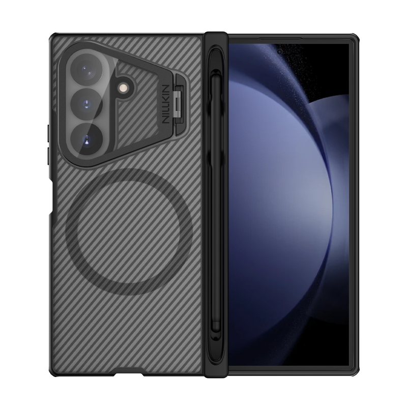 Nillkin CamShield Prop mágneses tolltartóval (átlátszó lencse) hátsó tok a Samsung Galaxy Z Fold 8 Ultra készülékhez, átlátszó fekete