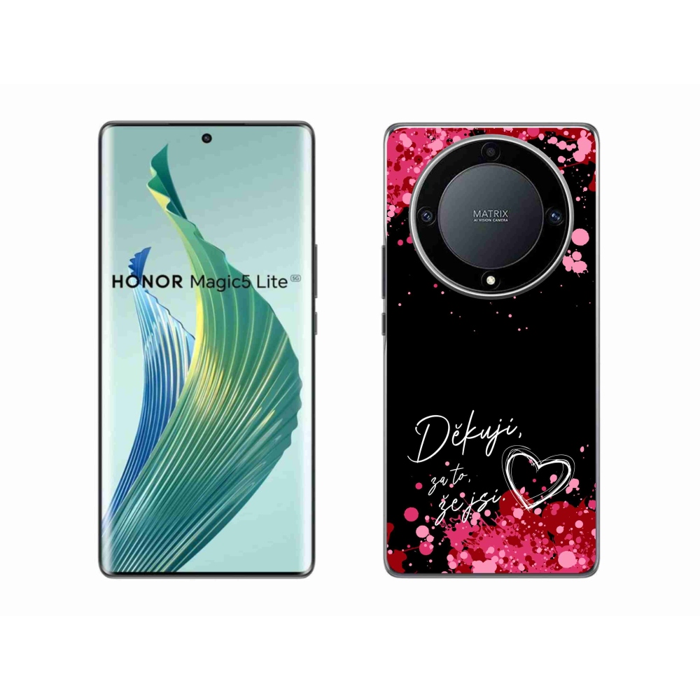 Gél borító mmCase a Honor Magic 5 Lite 5G készülékhez - szerelmes szöveg 2 fekete háttér