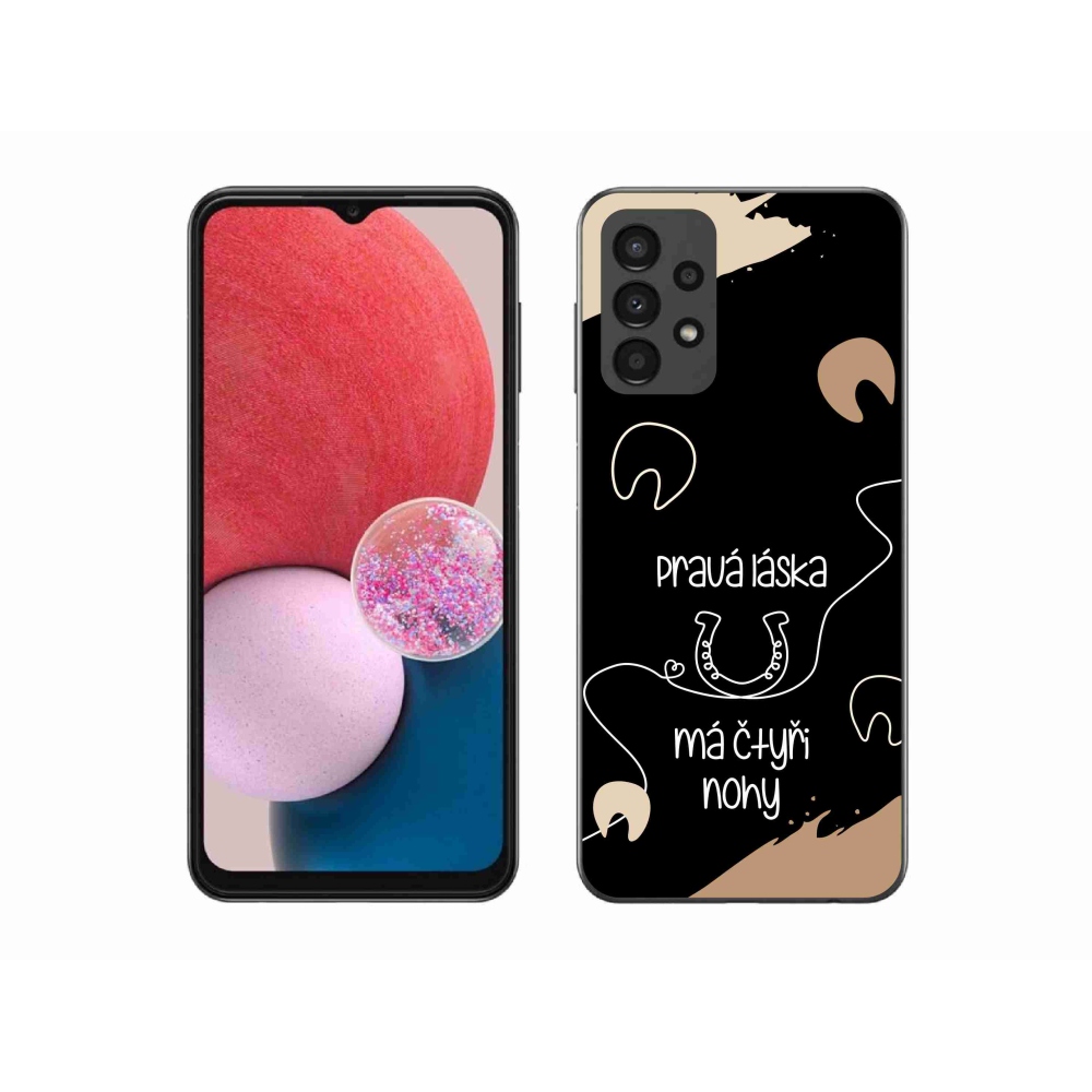 Gél borítás mmCase Samsung Galaxy A13 4G - ló motívum fekete háttérrel