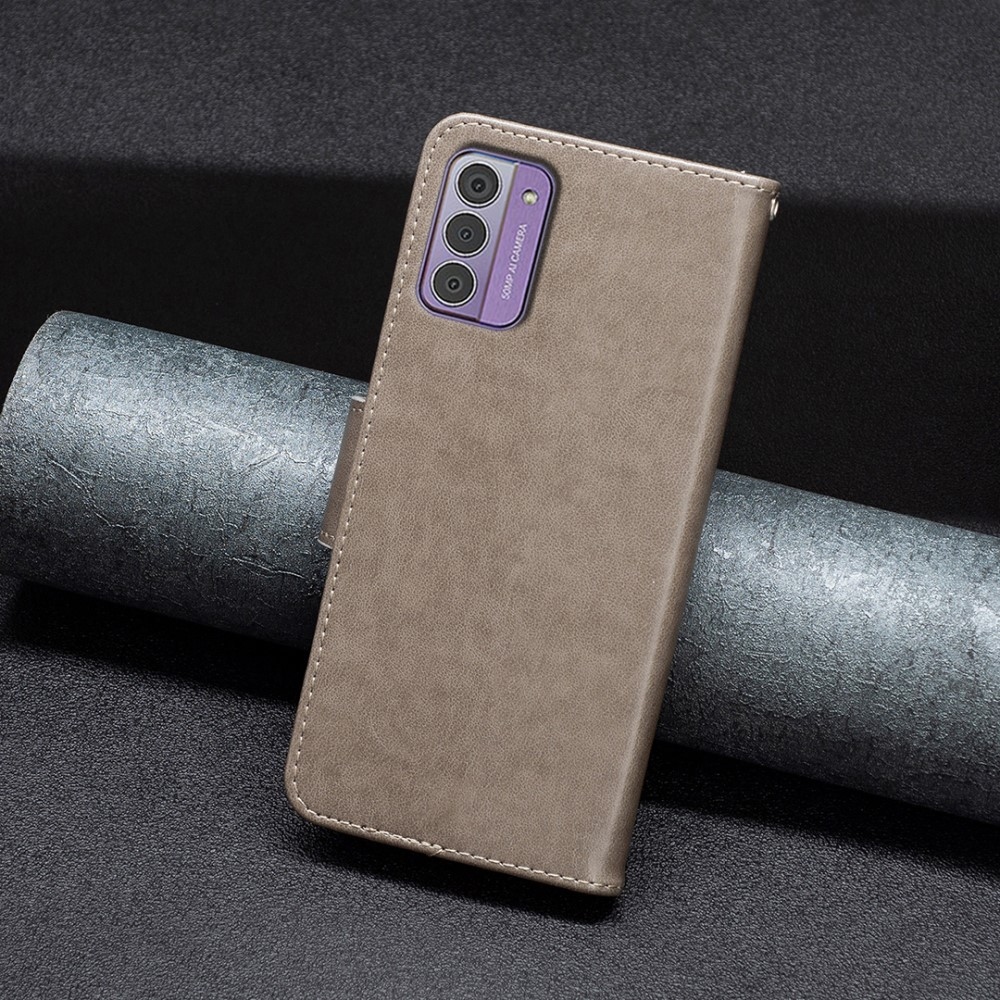 Pillangó könyvtáska Nokia G42 készülékhez - szürke