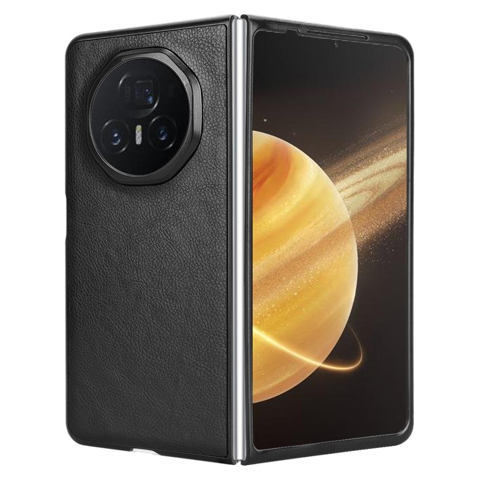 Textúrás műanyag tok műbőrrel a Honor Magic V3-hoz - fekete