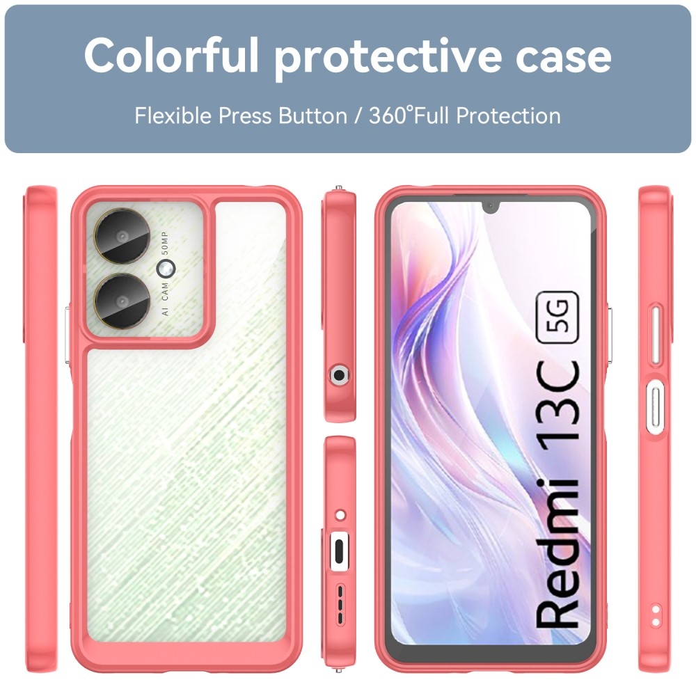 Gél tok rögzített hátlappal a Xiaomi Redmi 13C 5G-re - piros