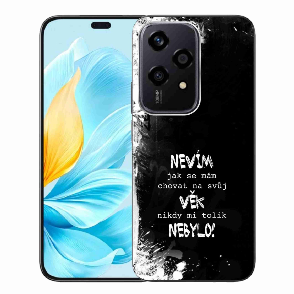 Zselés borító mmCase a Honor 200 Lite 5G számára - vicces szöveg 14 fekete háttér