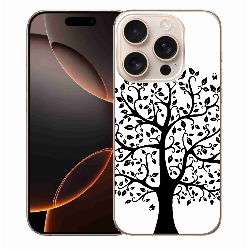 Zselés borítás mmCase iPhone 16 Pro Max készülékhez - fekete és fehér fa