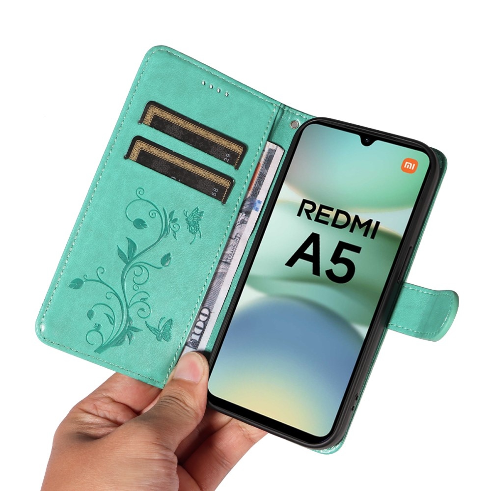 Virágok könyv tok Xiaomi Redmi A5 (173.45x79.35x8.45mm) - teal színű