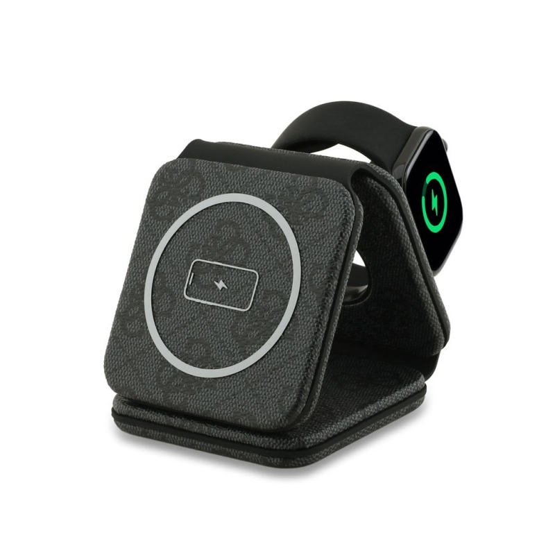 Guess PU 4G MagSafe vezeték nélküli töltő 3in1 Fekete