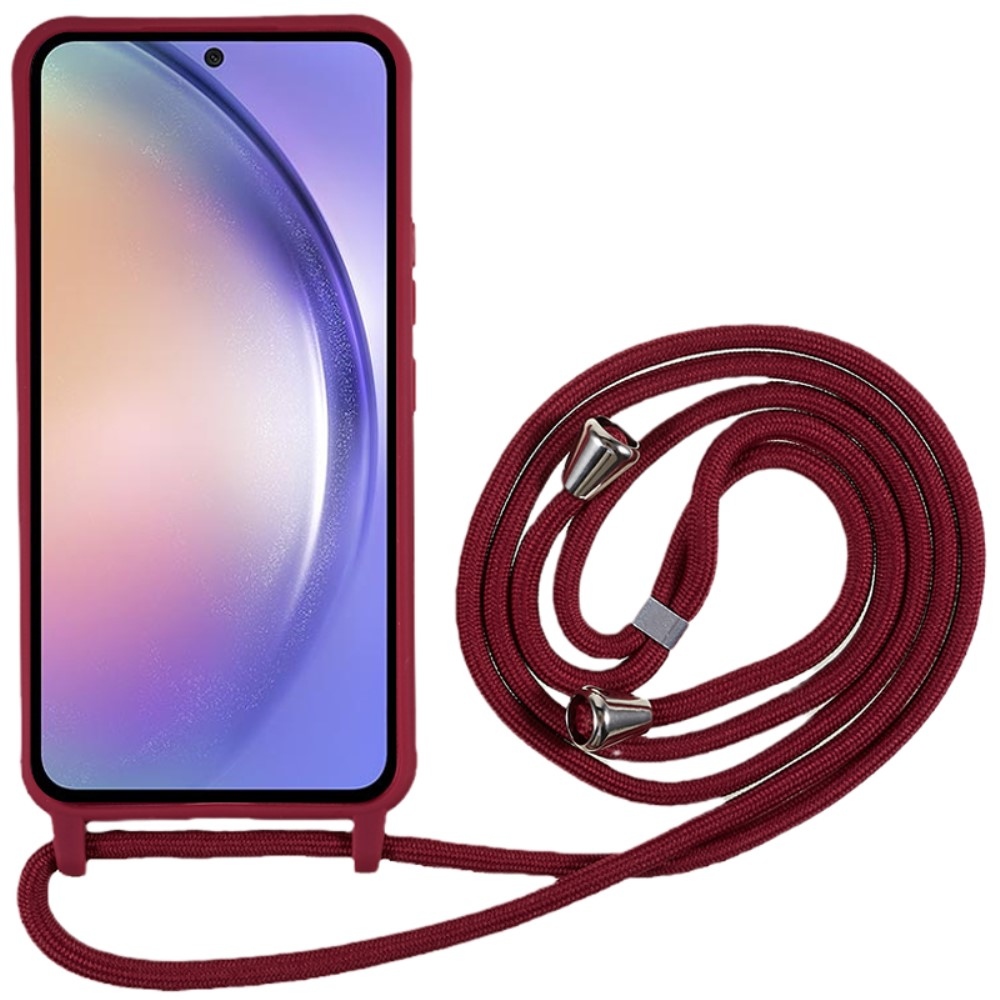 Zsinórral ellátott zselés táska Samsung Galaxy A36 5G - bordó színű